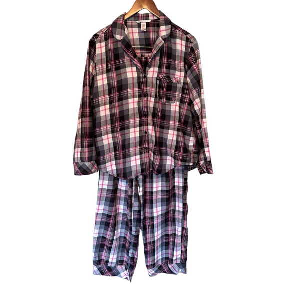 Victoria’s Secret Plaid Long Sleeve PJ Set Black and Pink Size Small - Picture 7 of 7